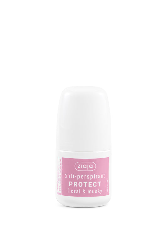 Ziaja anti-perspirant protect bottle on a white background