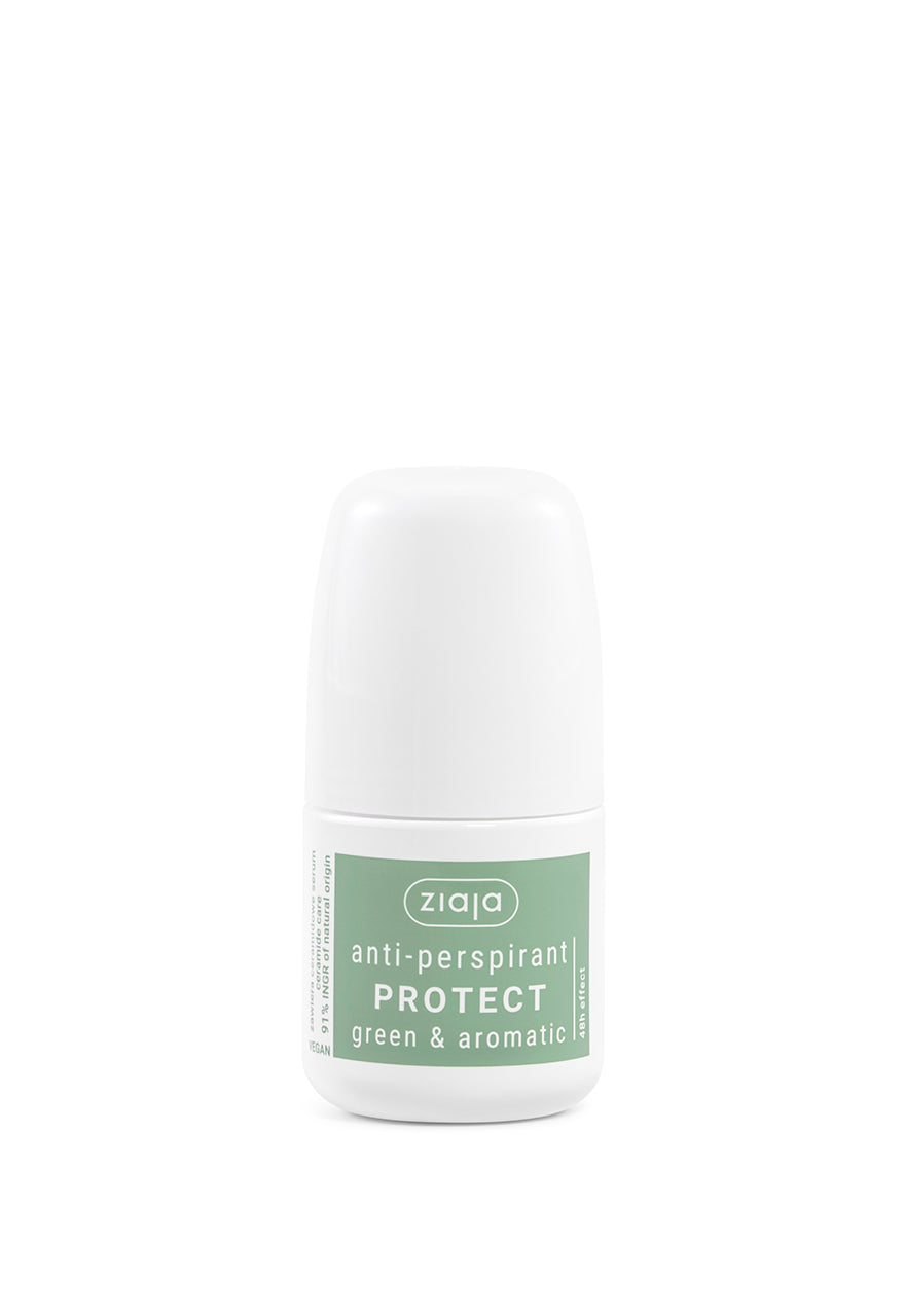Ziaja anti-perspirant roll-on with green label on a white background