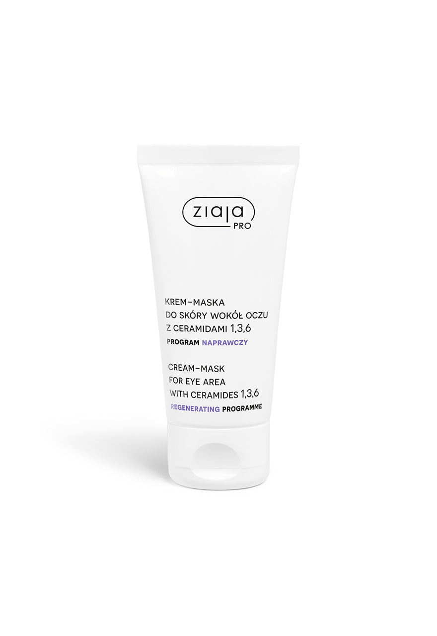 Ziaja Pro cream-mask for eye area with ceramides 1,3,6 – Regenerating Programme on a white background