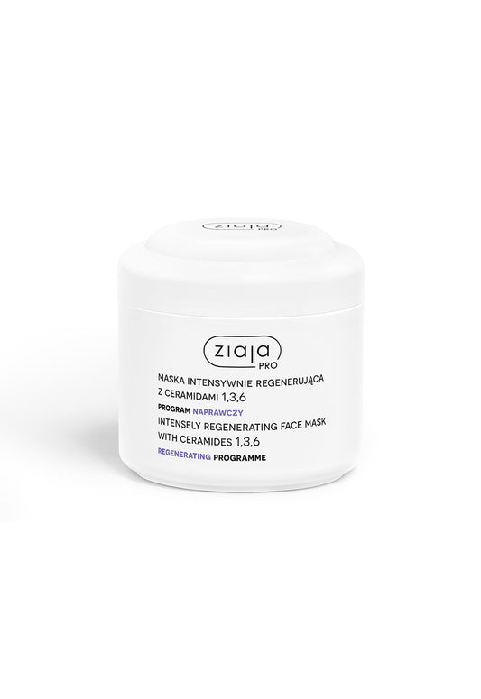Ziaja Pro intensively regenerating face mask with ceramides 1,3,6 – Regenerating Programme on a white background