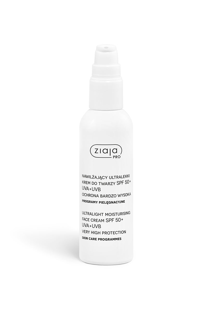 White skincare bottle with 'ziaja' branding on a white background