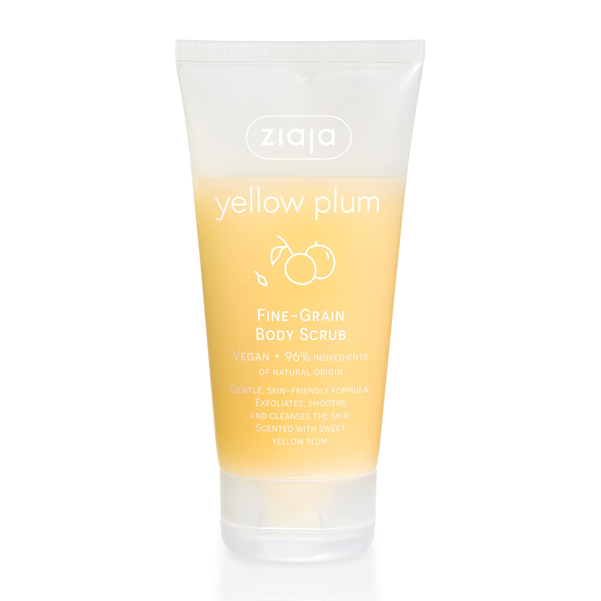 Ziaja Yellow Plum Fine Grain Body Scrub on a white background
