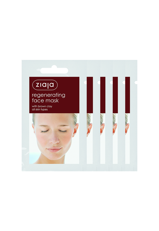 5 X Ziaja Regenerating Face Mask With Brown Clay/Sachet/Display 7Ml