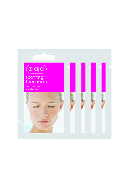 5 X Ziaja  Soothing Face Mask with Pink Clay/sachet/display  7ml