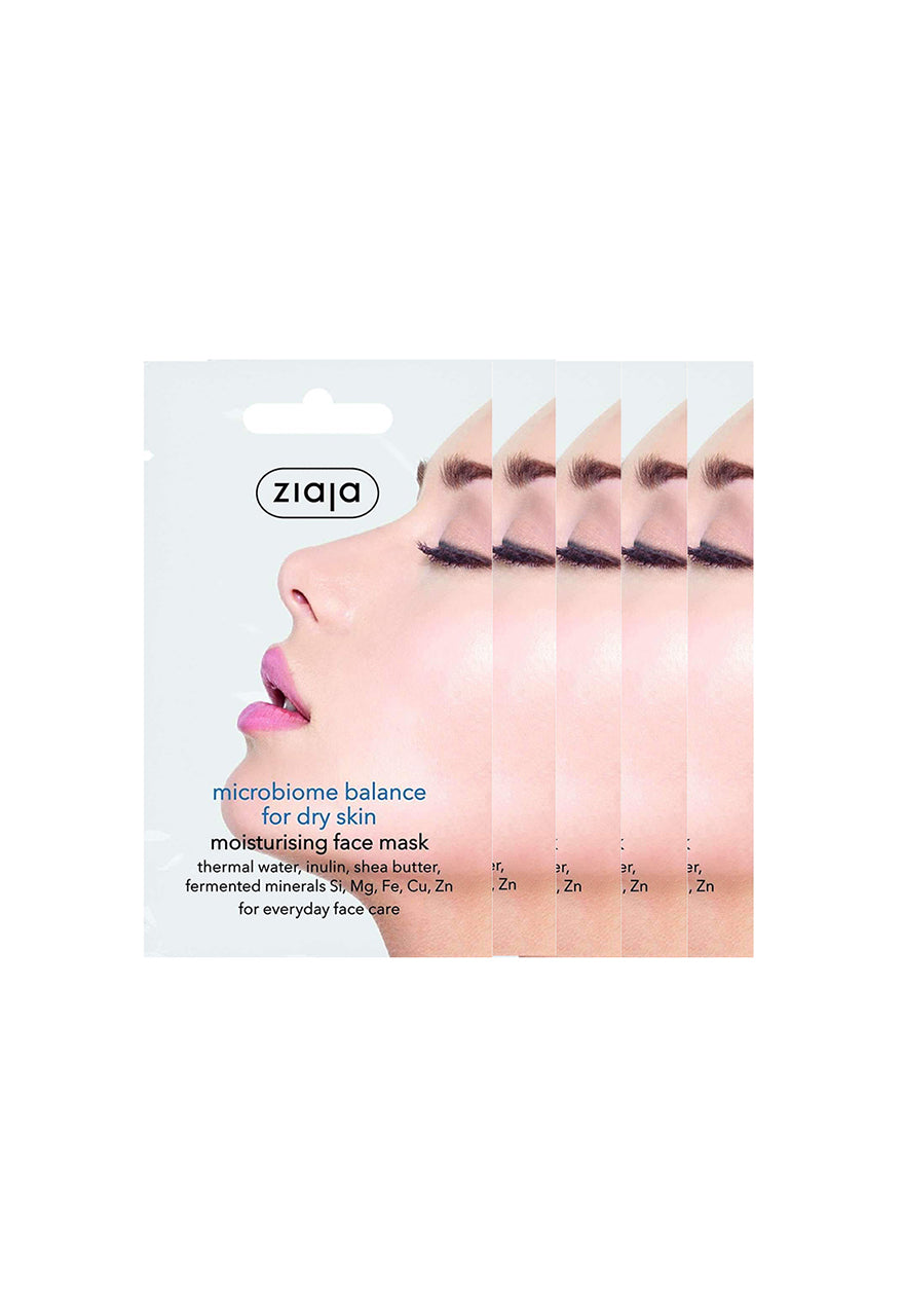 5 x Ziaja Refreshing Balance Face Mask For Dry Skin/Sachet  7Ml