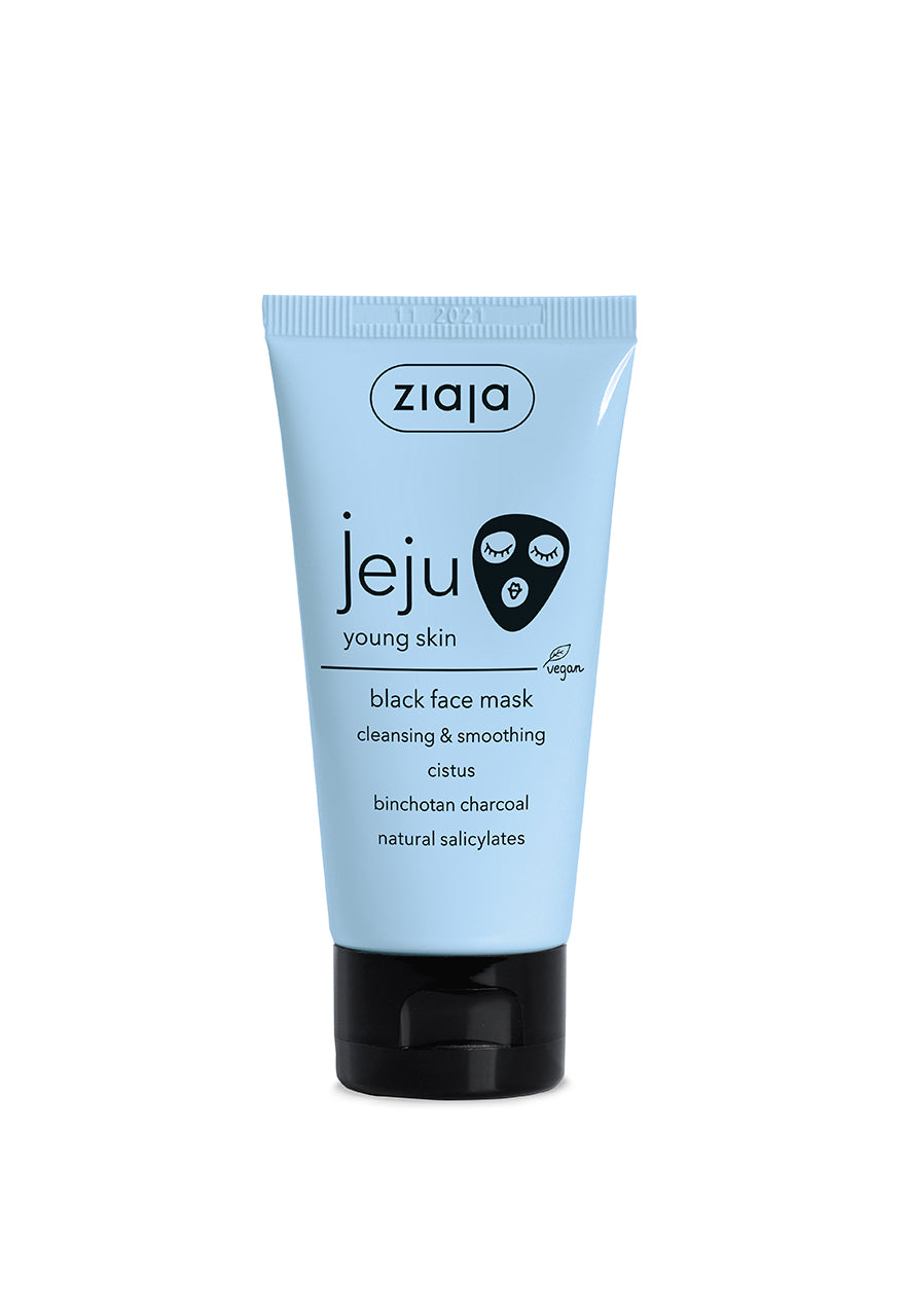 Tube of Ziaja Jeju Black Face Mask against a white background.