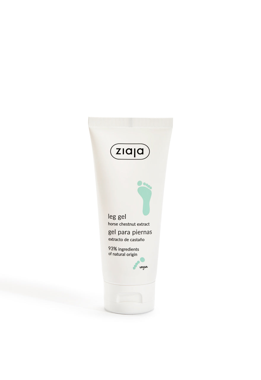 Tube of Ziaja Leg Gel Horse Chestnut Extract against a white background.
